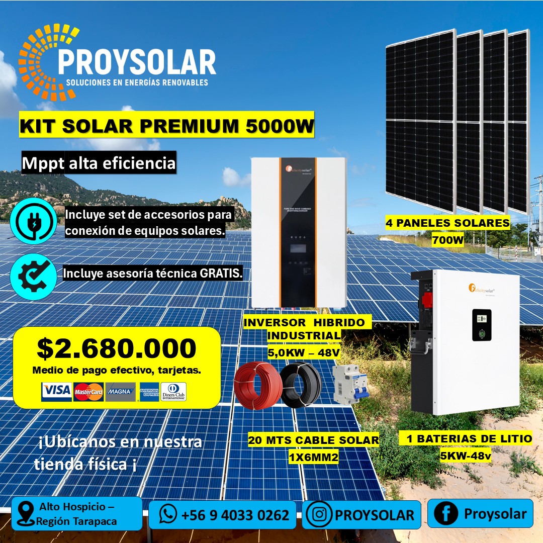 KIT SOLAR 5000W, INICIAL KIT SOLAR 5000 WATTS, BATERIA LITIO 5KW - Imagen 1