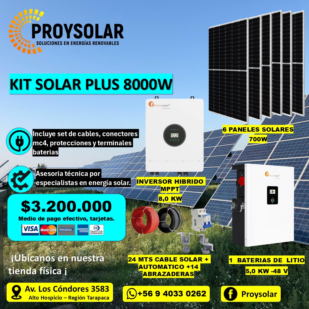 kit solar Litio 8KW KIT SOLAR 8000 WATTS, PLUS - Imagen 1
