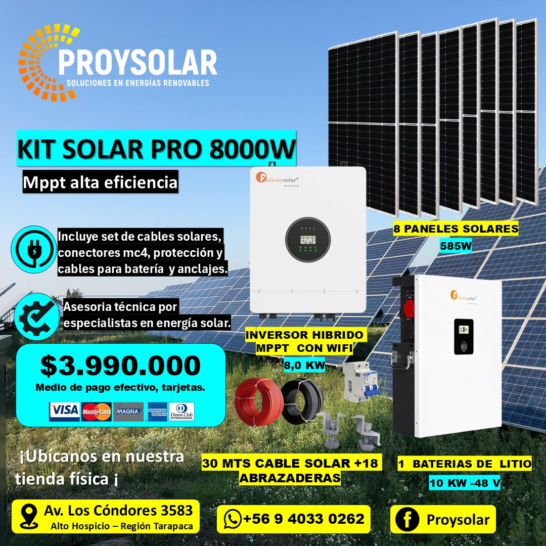 Kit solar 8000w, litio 10kw KIT SOLAR 8000W, CON BATERIA LITIO 10KW - Imagen 1